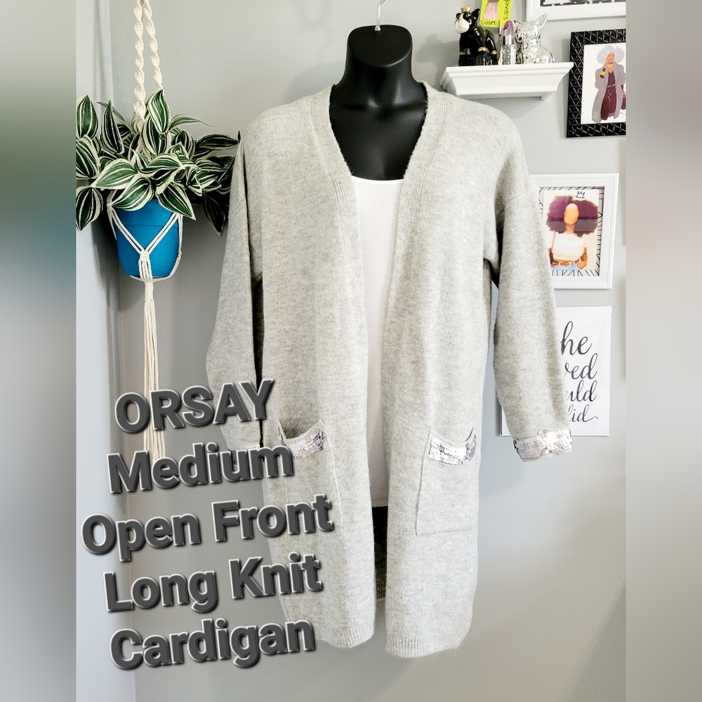 Orsay Medium Open Front Long Knit Cardigan